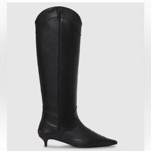 Anine Bing Black Leather Knee-High Western Boots - Women's size 37